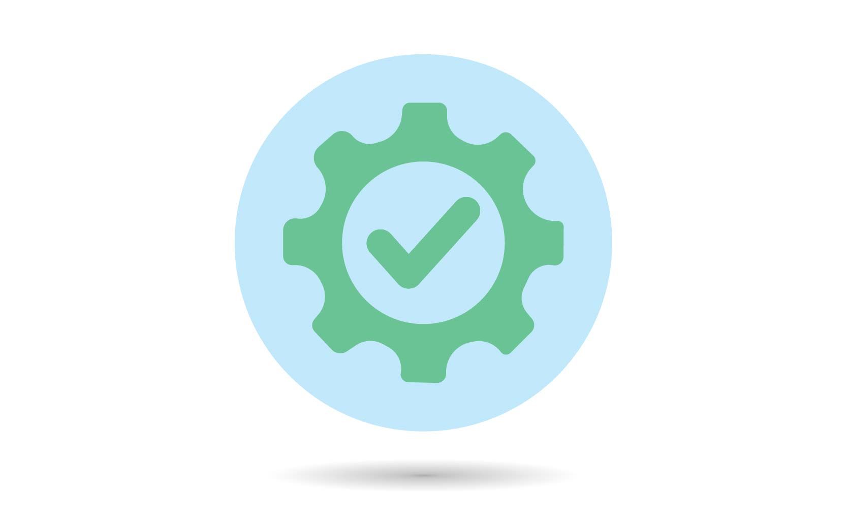 Gear wheel with checkmark