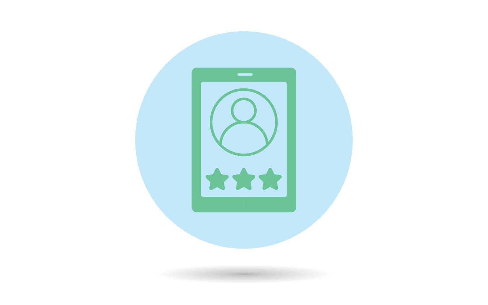 Mobile device displaying rating system