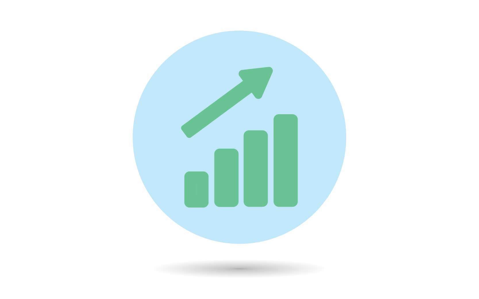 Chart showing upwards growth